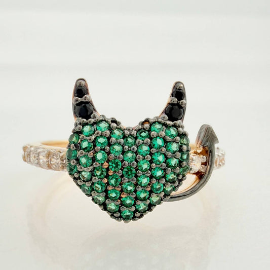 Devil Heart Ring 2.65gr / T7 3/4 / Three Golds 18K %