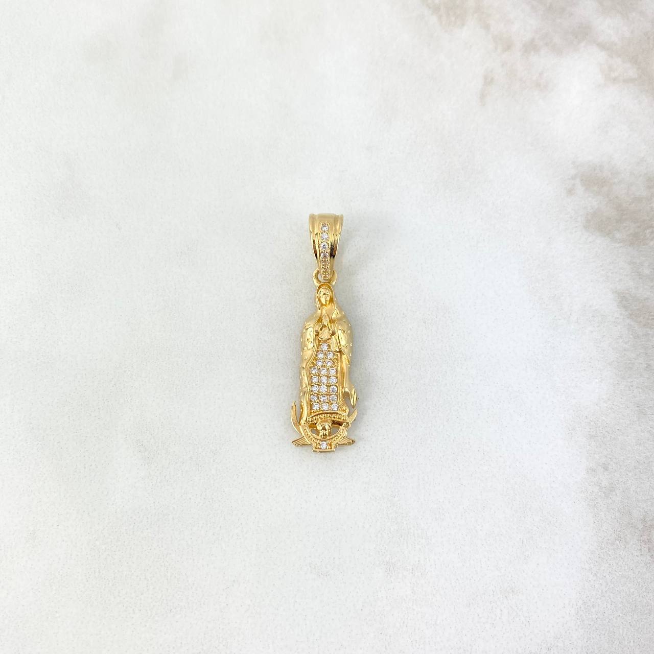 Dije Virgen Guadalupe 2.95gr / 3.2cm / Circones Blancos Oro Amarillo ©