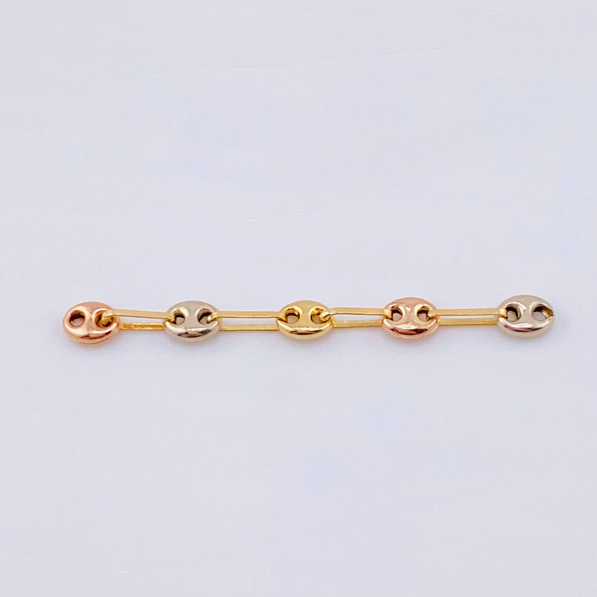Charm Retazo GC 5 Links 0.4gr / 1 1/2 in / 3.4mm Three Golds 18K