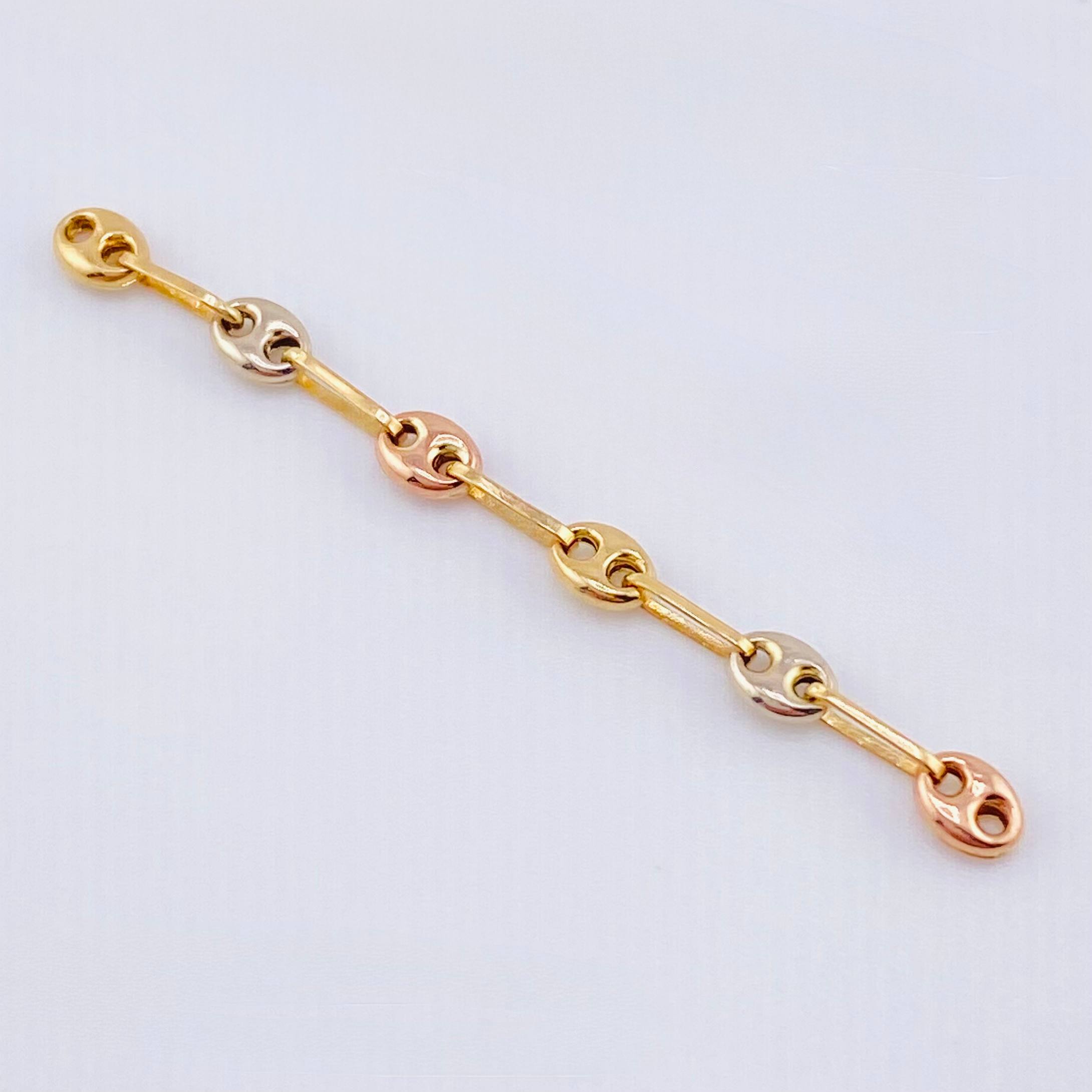 Charm Retazo GC 6 Links 0.45gr / 1 3/4 in / 3.4mm Three Golds 18K