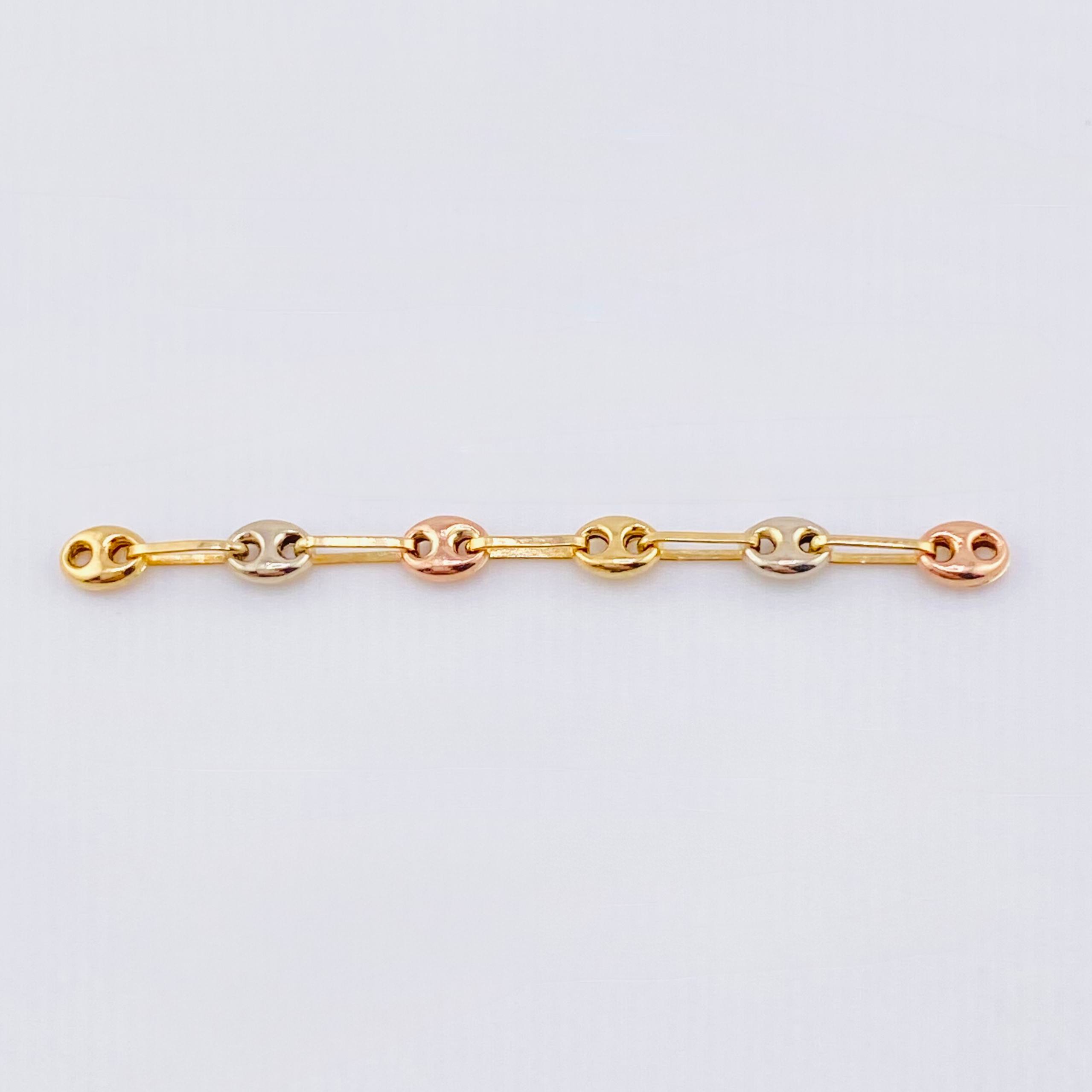 Charm Retazo GC 6 Links 0.45gr / 1 3/4 in / 3.4mm Three Golds 18K