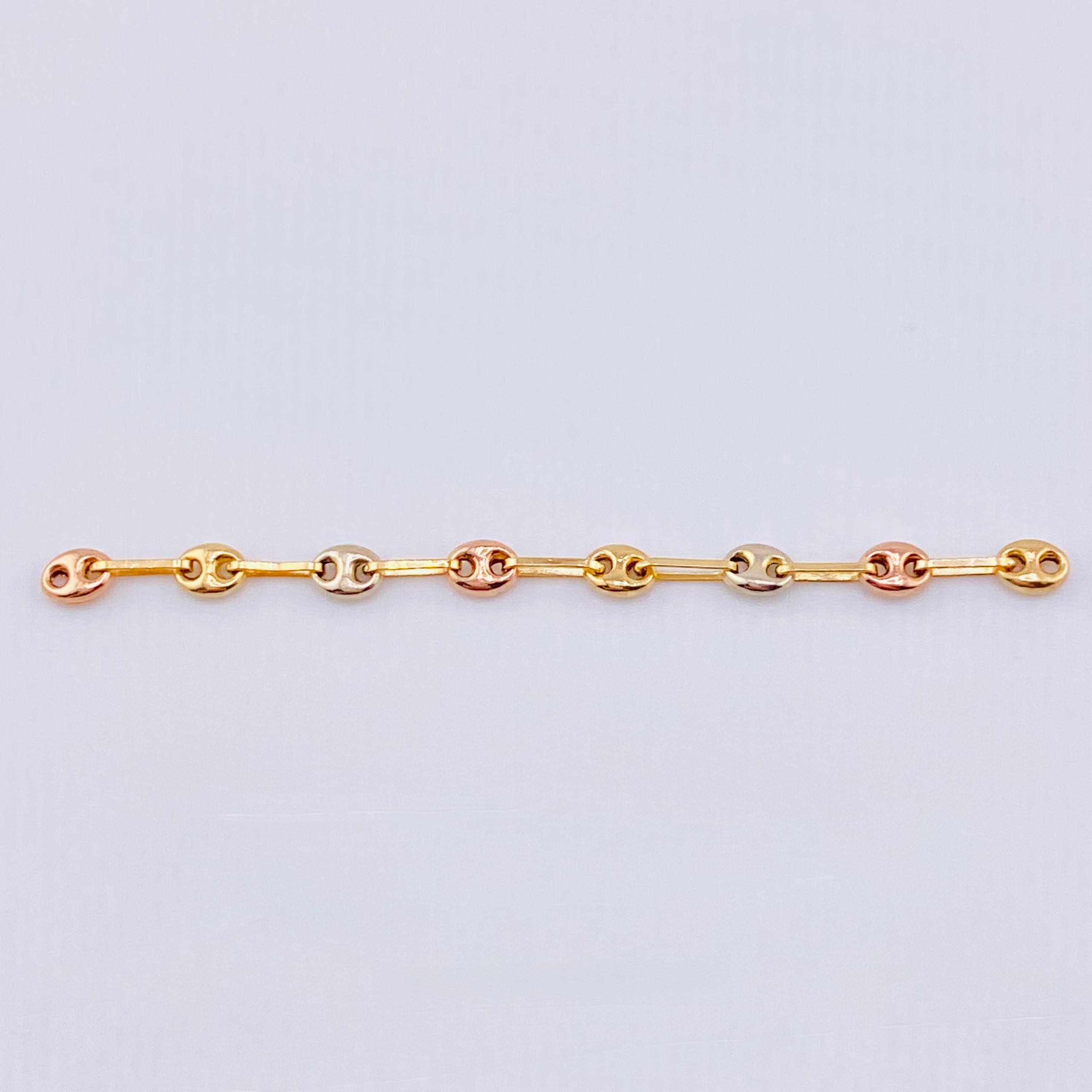 Charm Retazo GC 8 Links 0.65gr / 2 1/2 in / 3.4mm Three Golds 18K