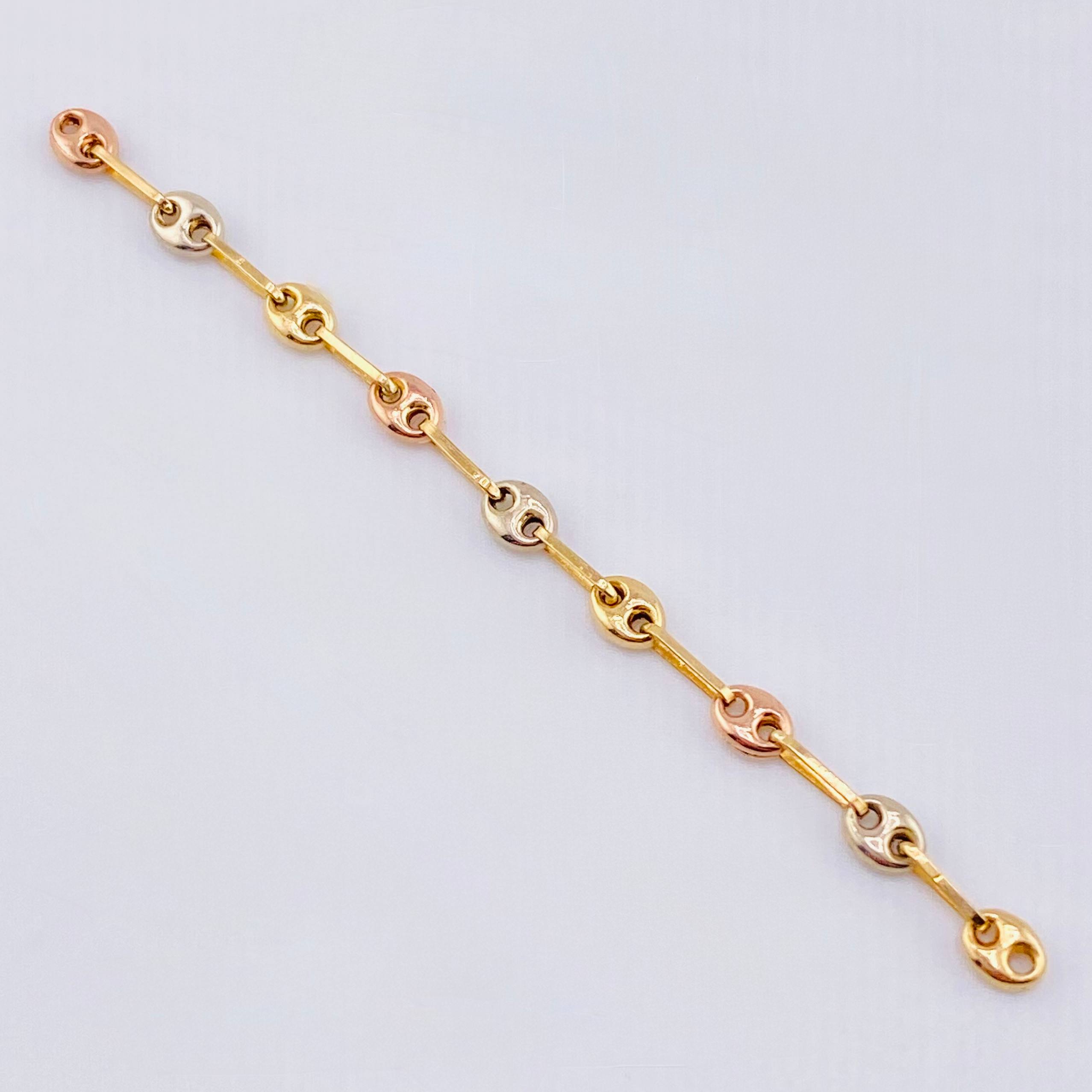 Charm Retazo GC 9 Links 0.7gr / 2 3/4 in / 3.4mm Three Golds 18K