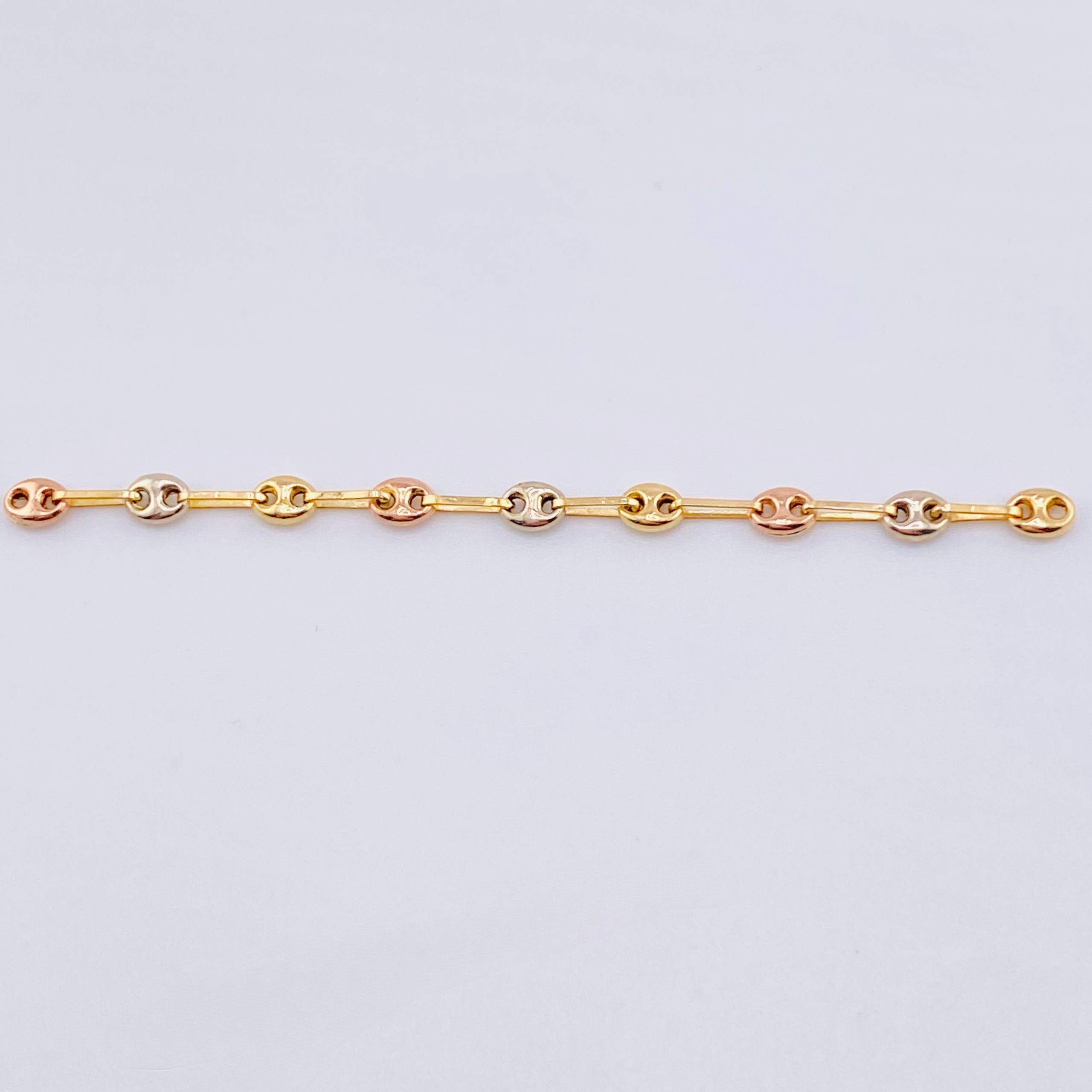 Charm Retazo GC 9 Links 0.7gr / 2 3/4 in / 3.4mm Three Golds 18K