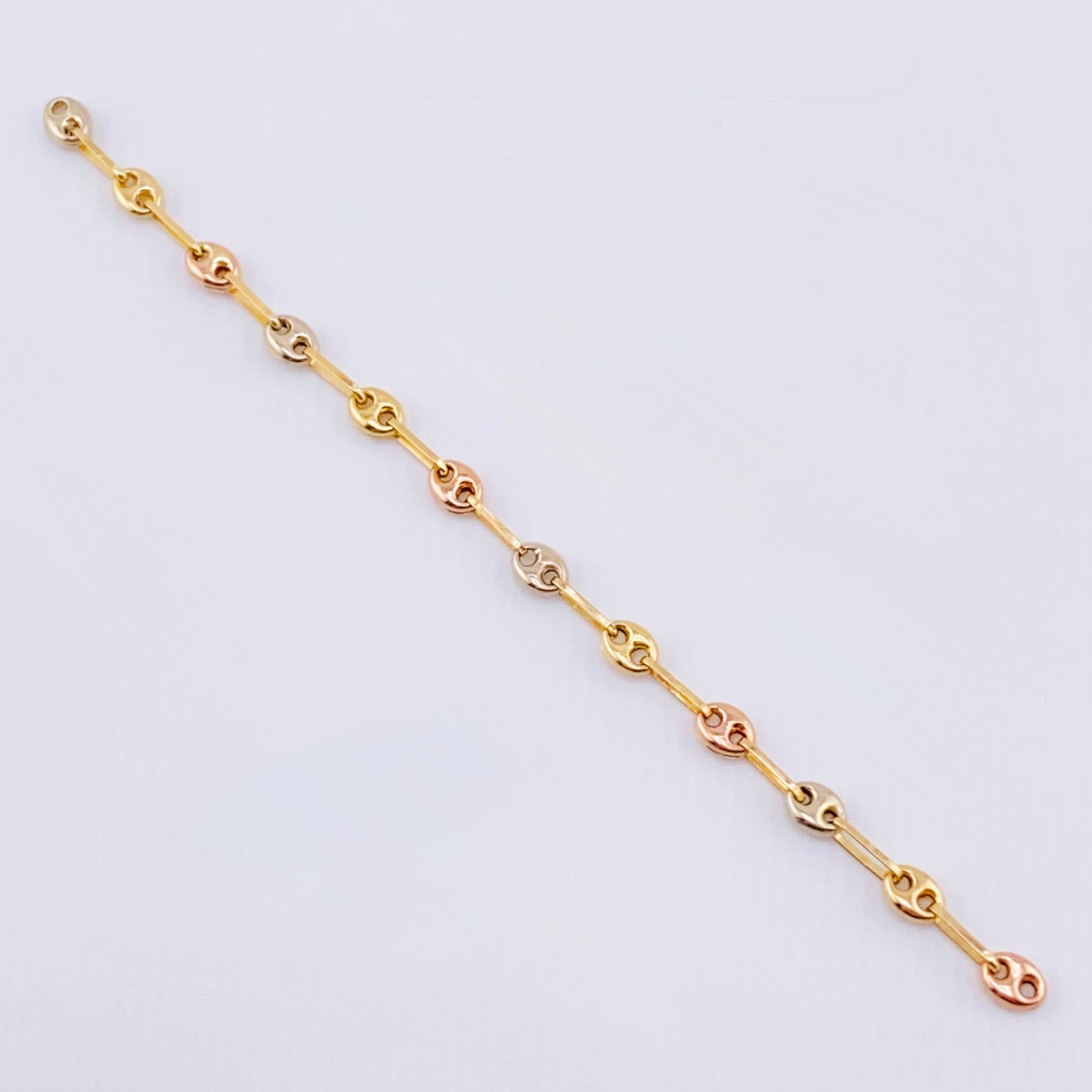 Charm Retazo GC 12 Links 0.95gr / 3 3/4 in / 3.4mm Three Golds 18K