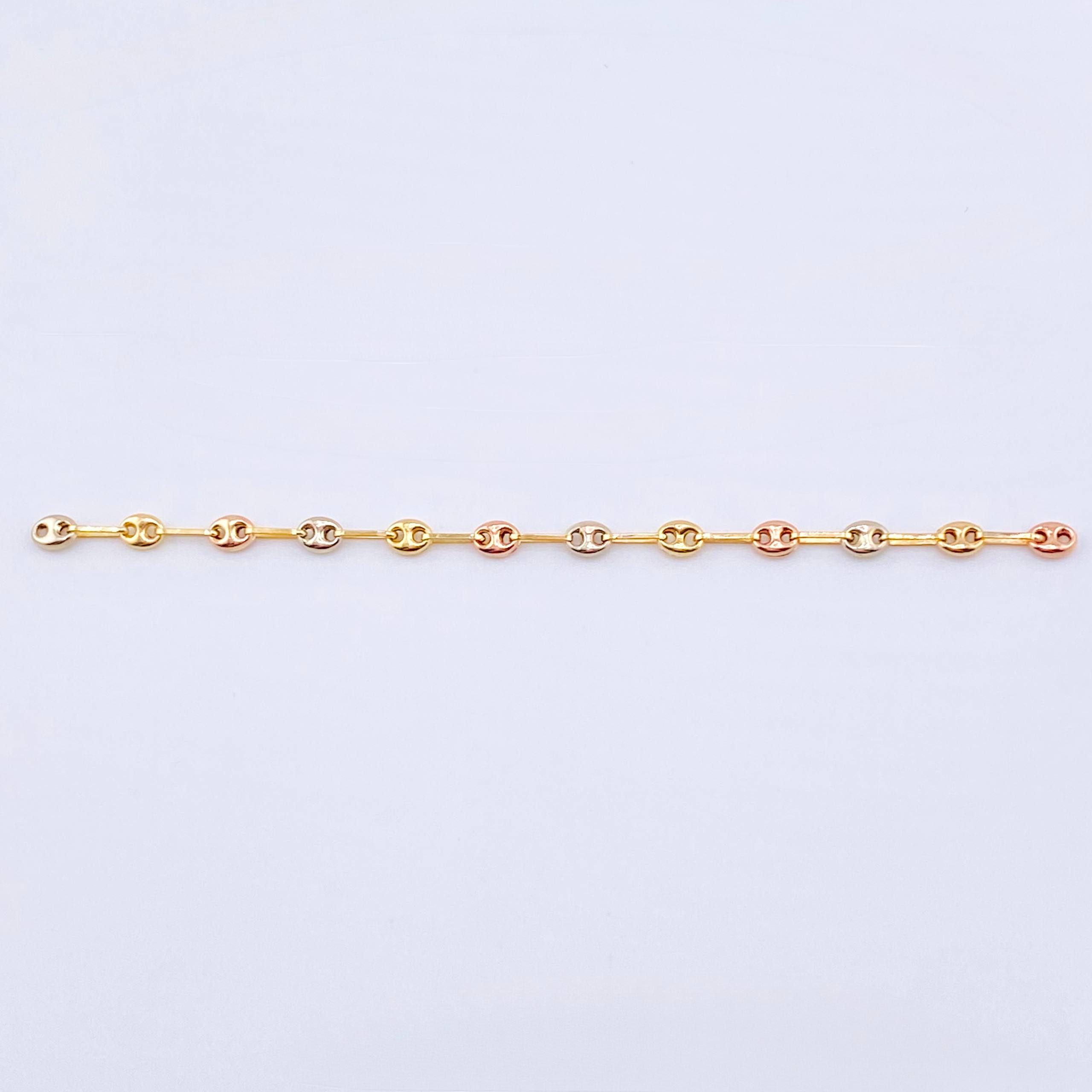 Charm Retazo GC 12 Links 0.95gr / 3 3/4 in / 3.4mm Three Golds 18K