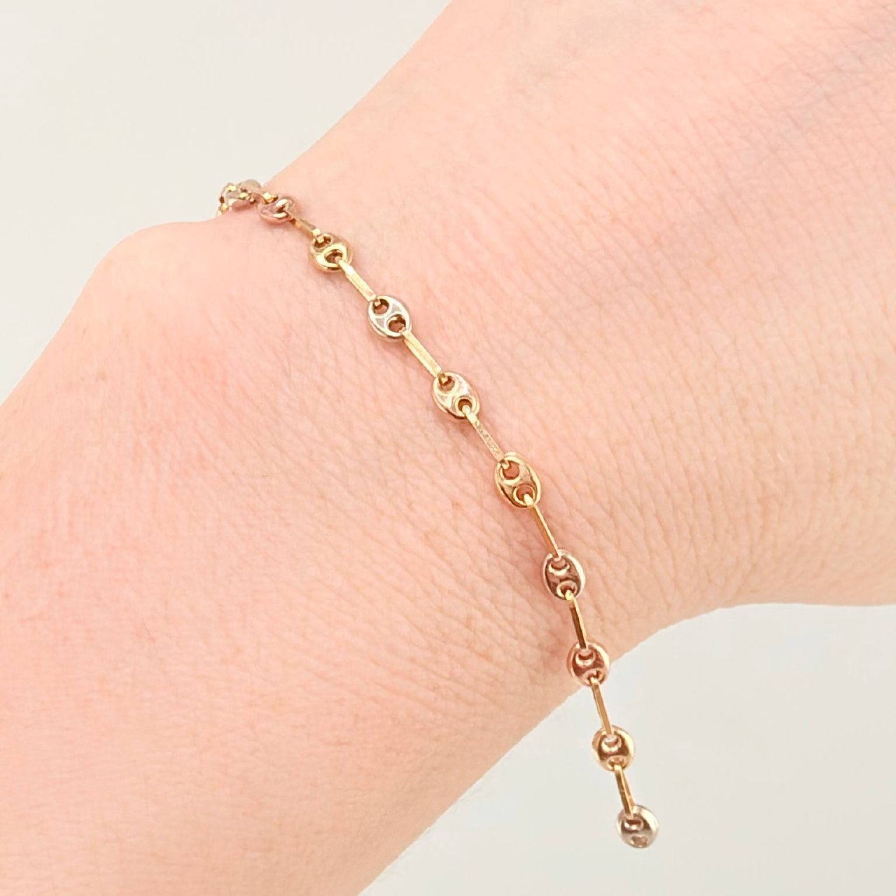 Charm Retazo GC 12 Links 0.95gr / 3 3/4 in / 3.4mm Three Golds 18K