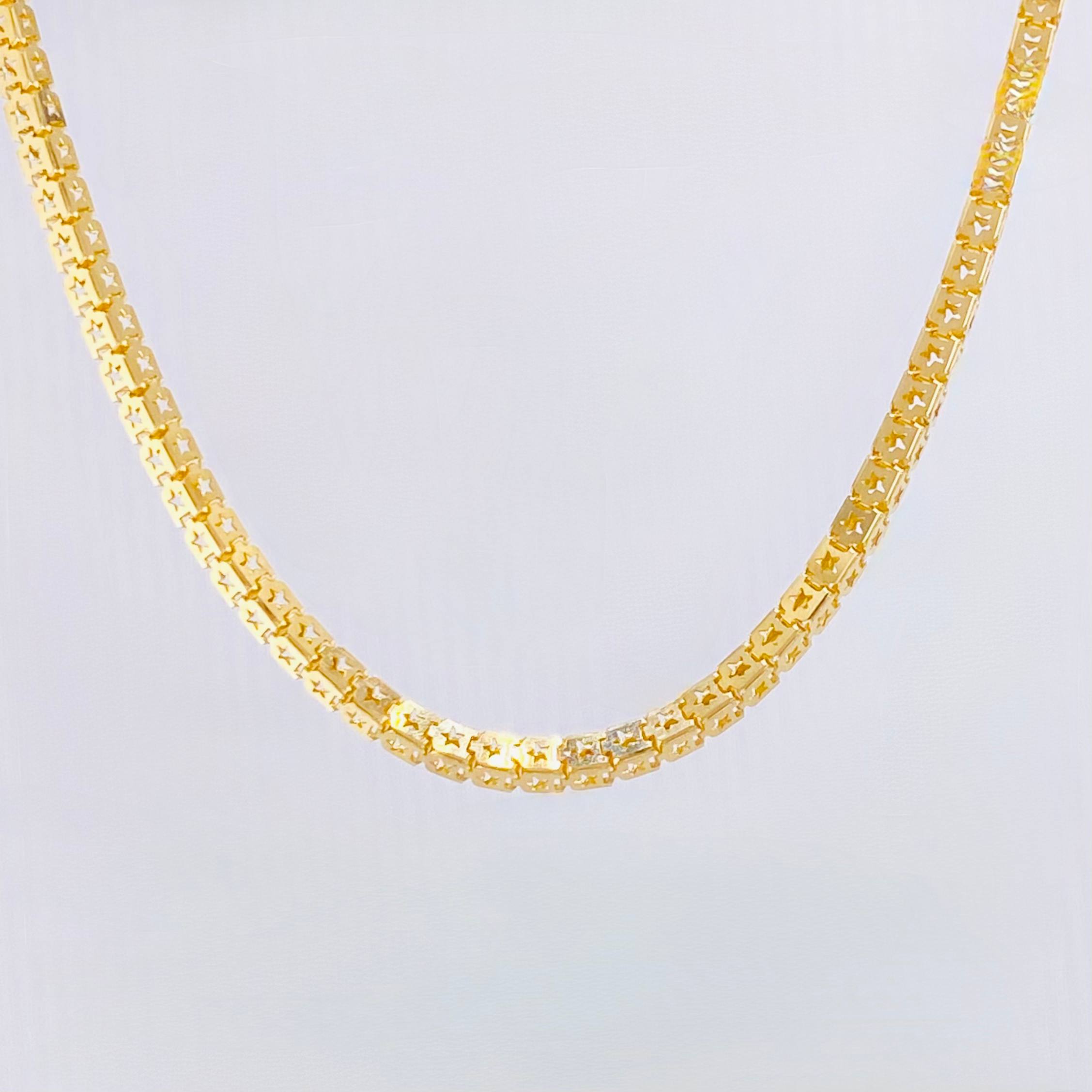 Cadena Veneciana Estrellada 7.35gr / 17 3/4 in / 2mm Oro Amarillo +3 18K ©