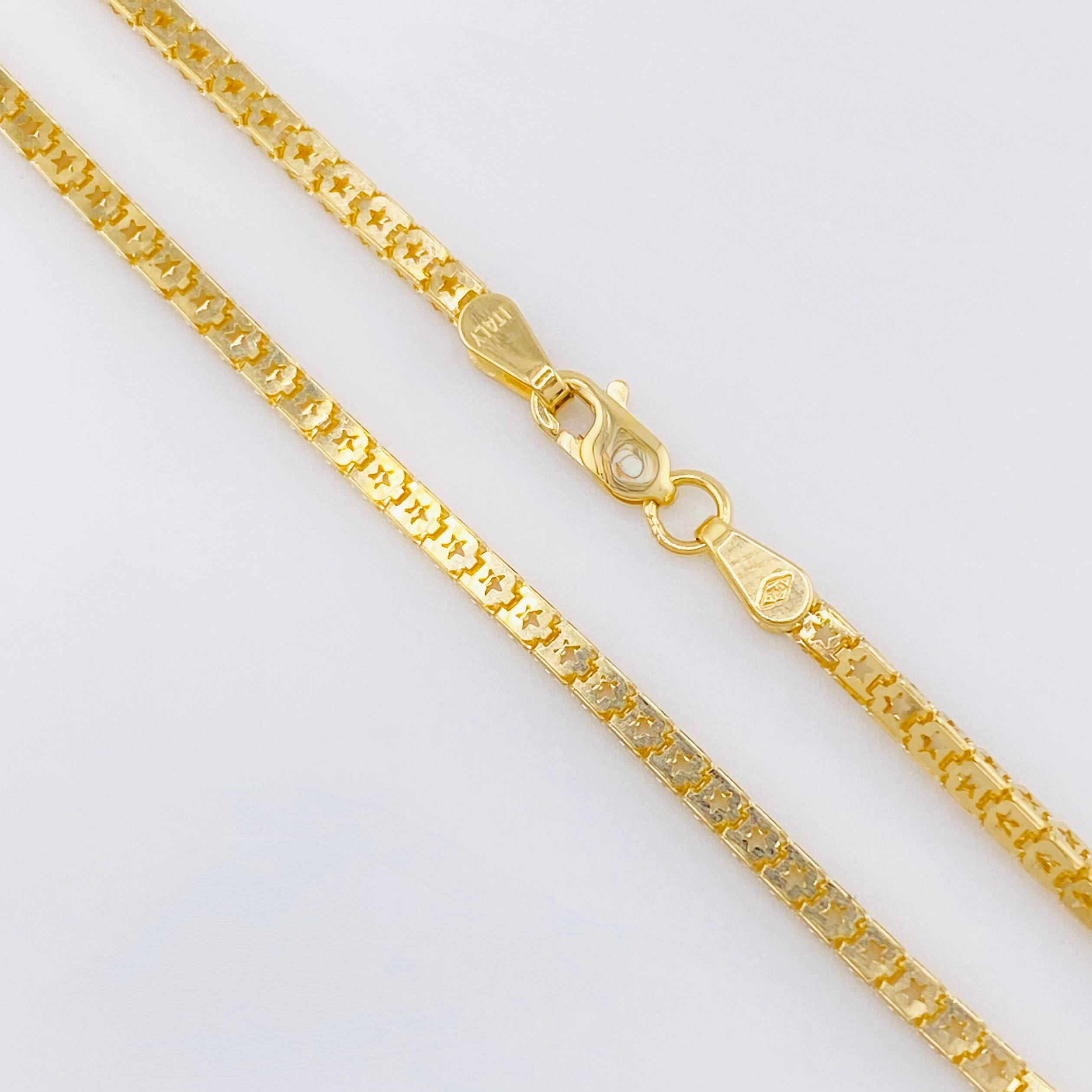 Cadena Veneciana Estrellada 7.3gr / 17 3/4 in / 2mm Oro Amarillo +3 18K *