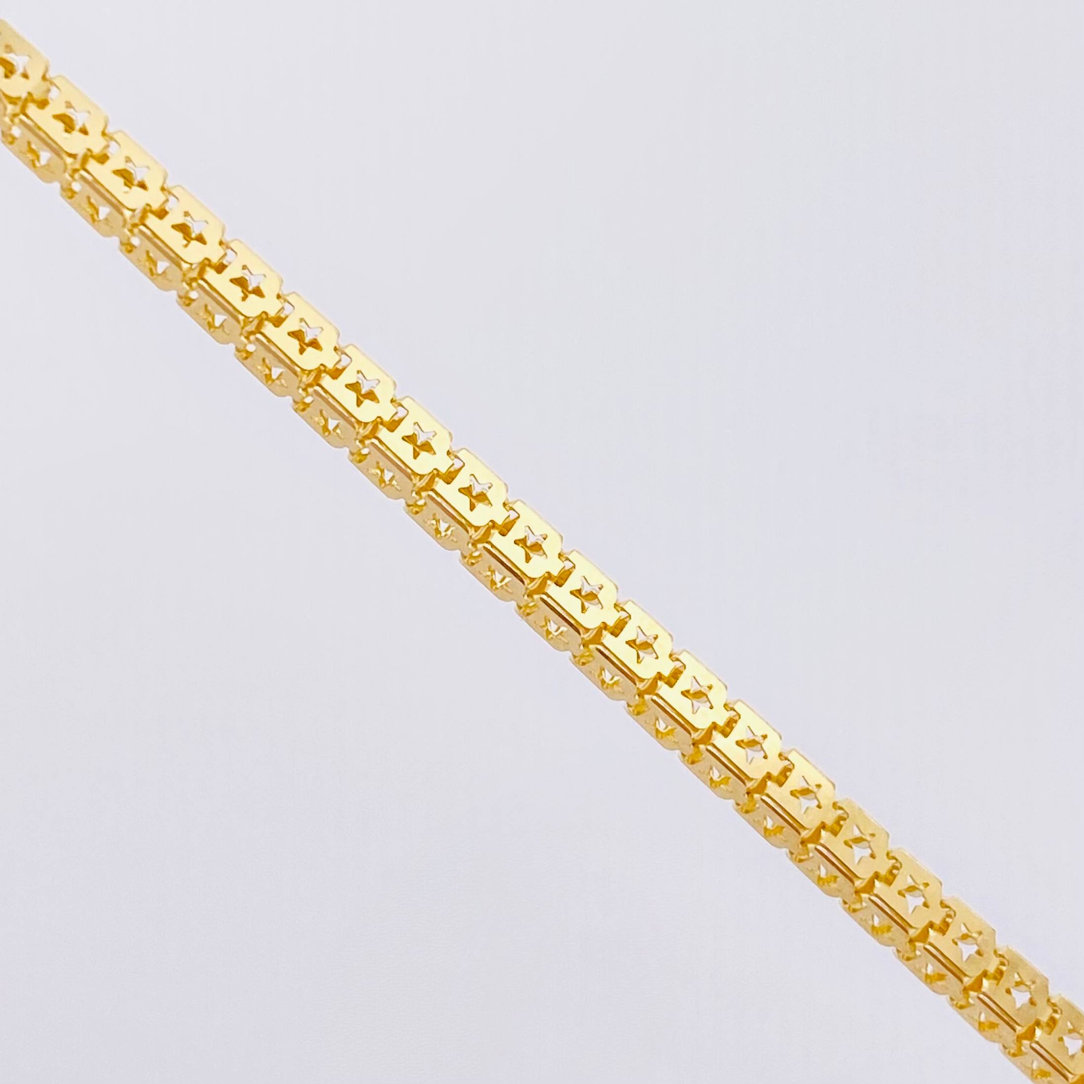 Cadena Veneciana Estrellada 7.35gr / 17 3/4 in / 2mm Oro Amarillo +3 18K ©