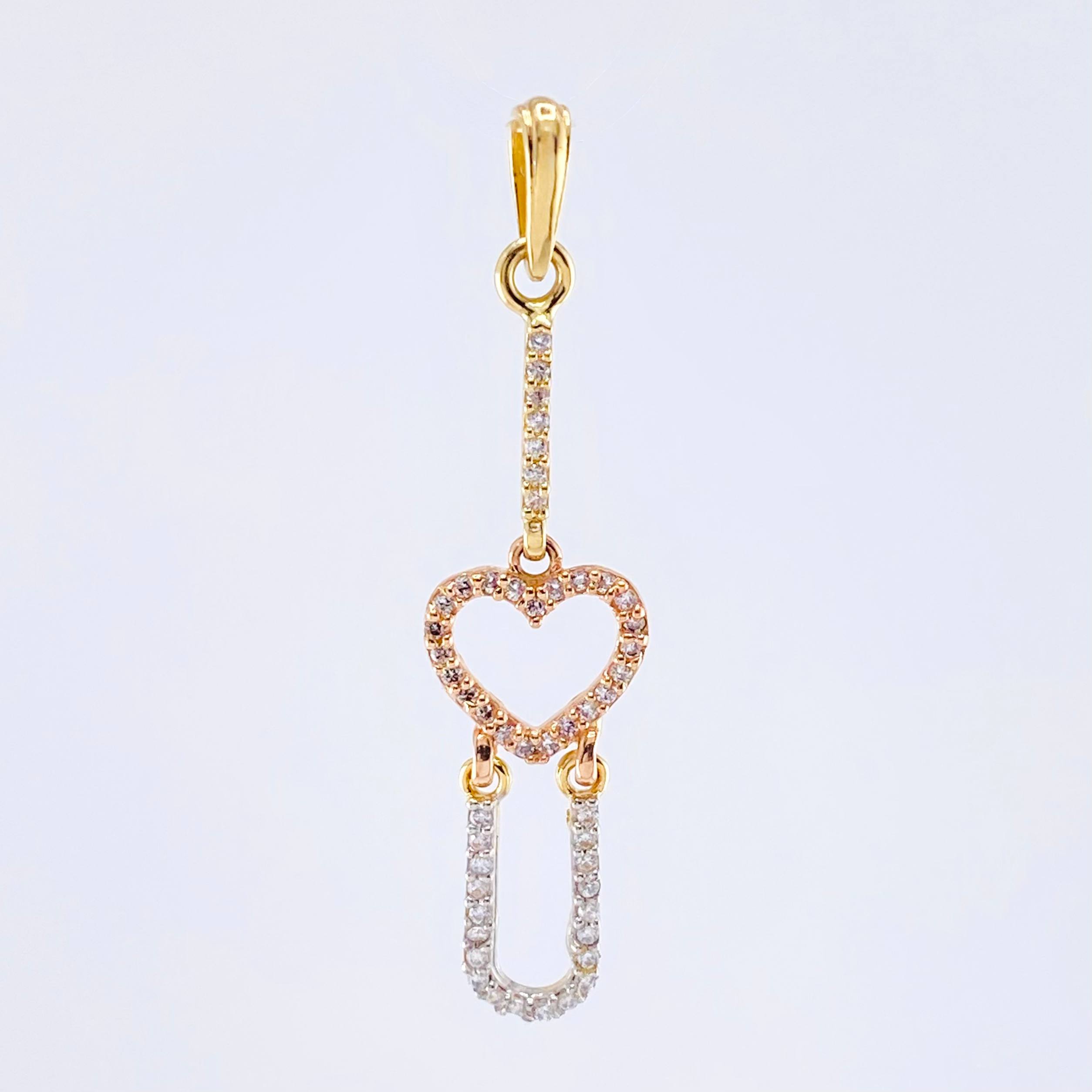Dije Corazon Colgante Articulado 1.5gr / 1 1/2 in / Dos Oros Amarillo Rosa 18K ©
