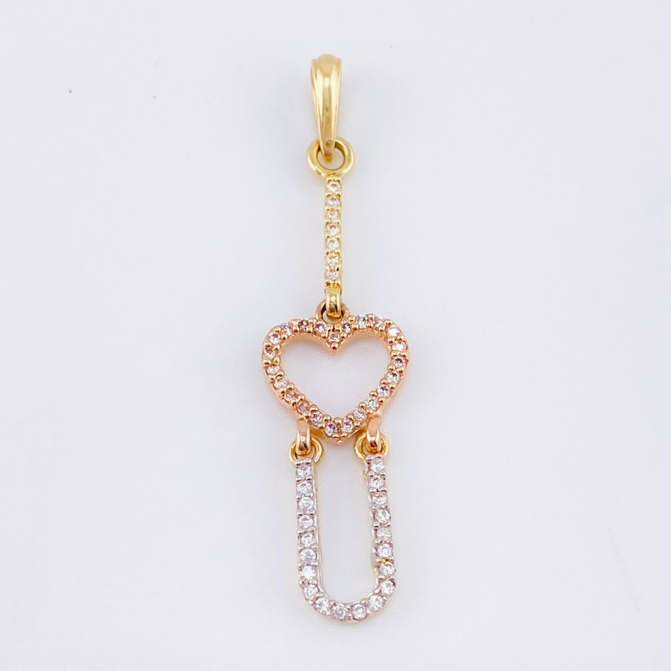Dije Corazon Colgante Articulado 1.5gr / 1 1/2 in / Dos Oros Amarillo Rosa 18K ©