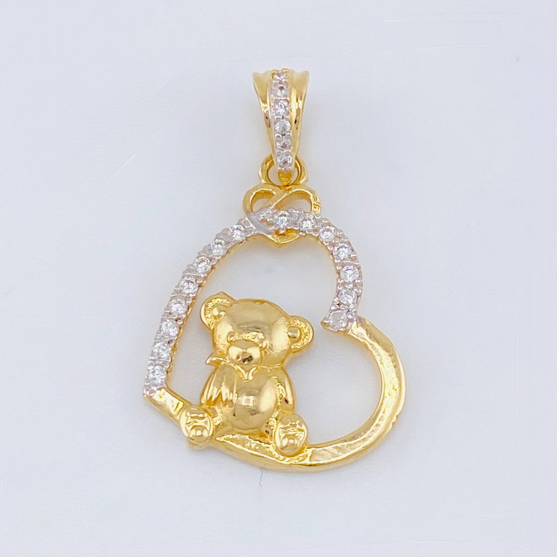 Dije Oso de Peluce 2.4gr / 1 in / Dos Oros Amarillo Blanco 18K ©