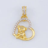 Dije Oso de Peluce 2.4gr / 1 in / Dos Oros Amarillo Blanco 18K ©
