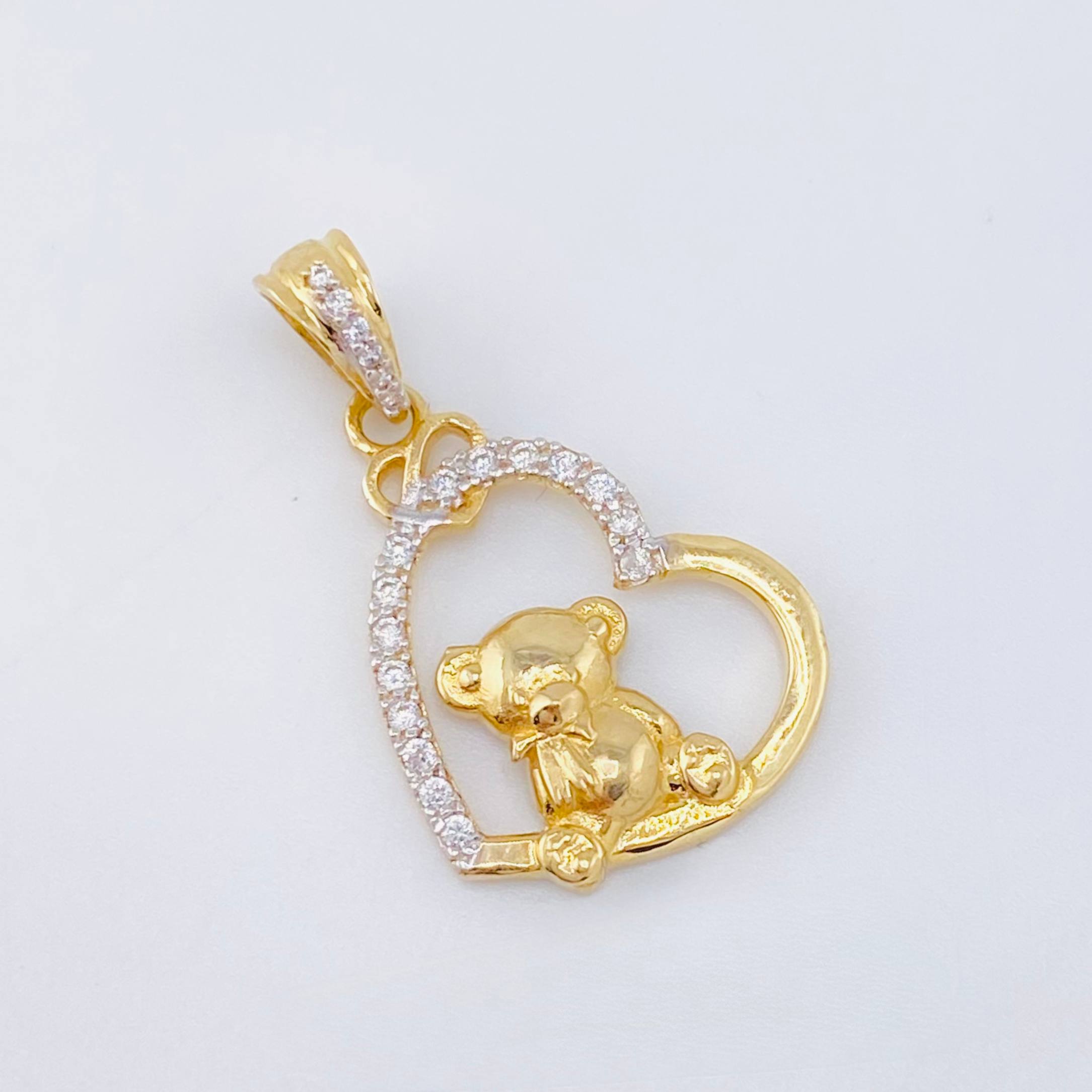 Dije Oso de Peluce 2.4gr / 1 in / Dos Oros Amarillo Blanco 18K ©