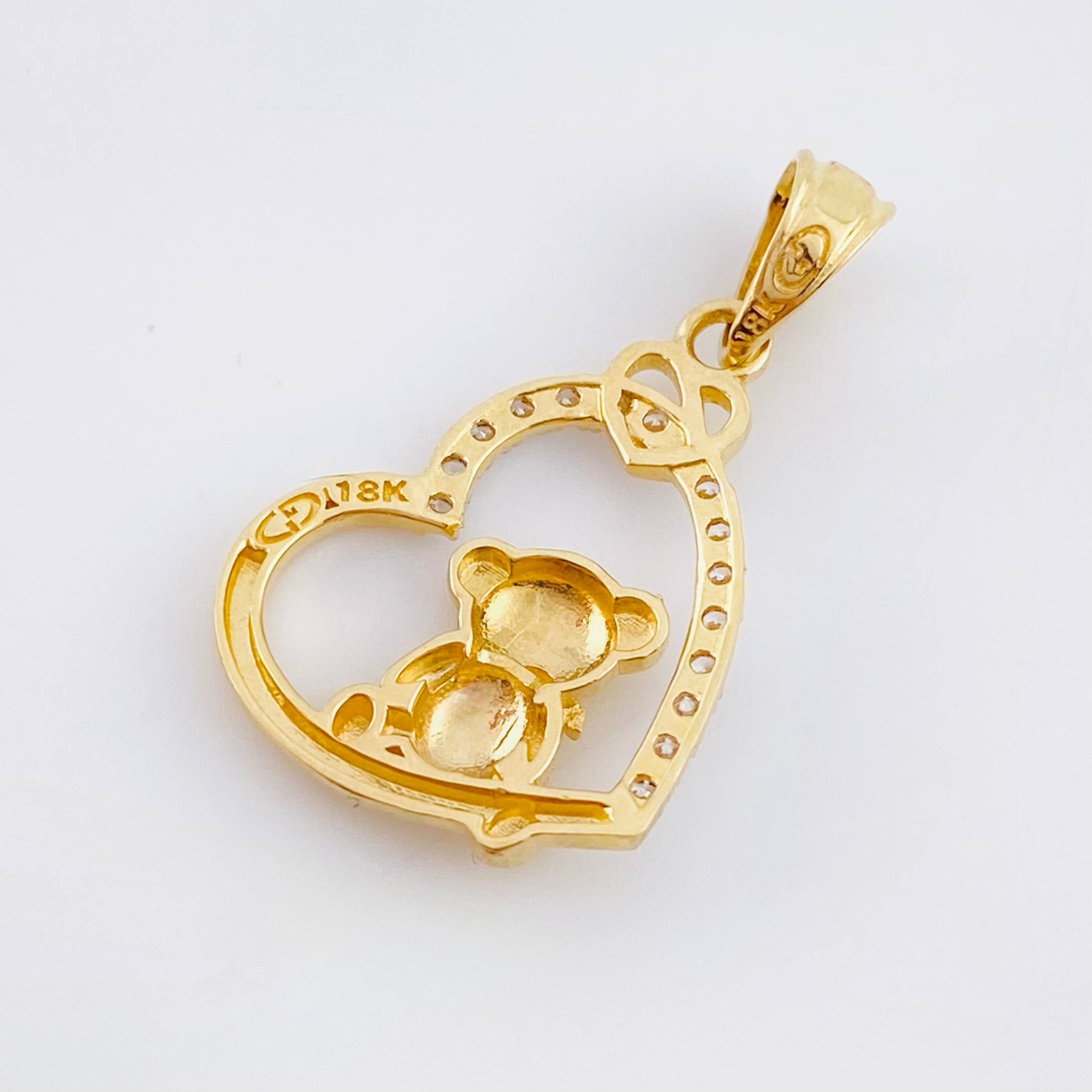 Dije Oso de Peluce 2.4gr / 1 in / Dos Oros Amarillo Blanco 18K ©