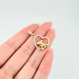 Dije Oso de Peluce 2.4gr / 1 in / Dos Oros Amarillo Blanco 18K ©