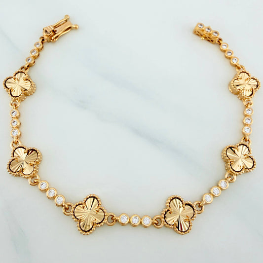 Clover Bracelet Diamond Cut Circles 9.6 g / 6 3/4 in / 2.57 mm Yellow Gold 18K