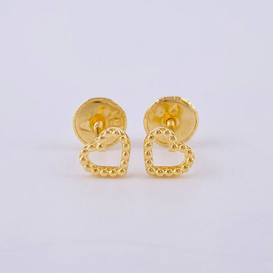 Stud Earrings Heart Bubble 0.6 g / 4.5 mm Yellow Gold 18K