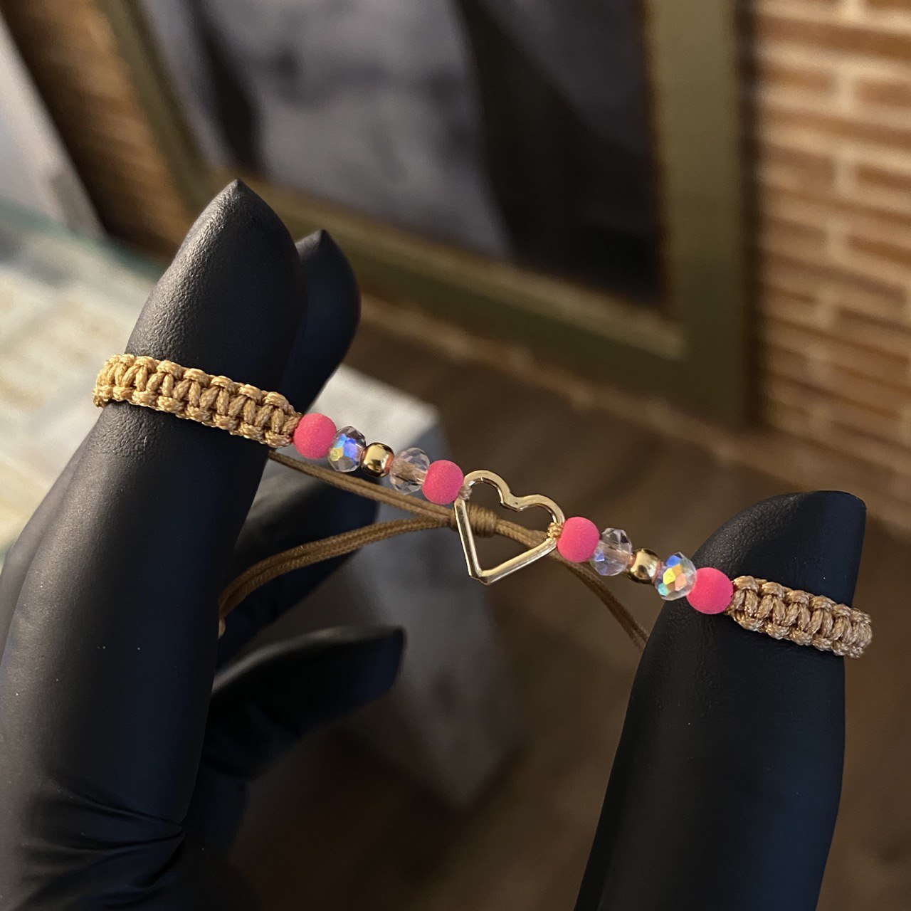 Khaki Heart Pinky Refrax Bracelet Beads 3mm Polished Yellow Gold