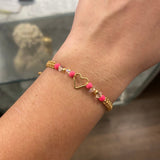 Khaki Heart Pinky Refrax Bracelet Beads 3mm Polished Yellow Gold