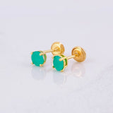 Topos Cuatro Garras Esmeraldas 40pts 0.95g / in / 4.4mm Oro Amarillo 18K