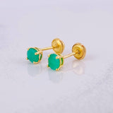 Topos Cuatro Garras Esmeraldas 40pts 0.95g / in / 4.1mm Oro Amarillo 18K