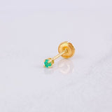 Topo Cuatro Garras Esmeralda 17pts 0.3g / in / 2.2mm Oro Amarillo 18K