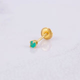 Topo Cuatro Garras Esmeralda 17pts 0.35g / in / 2.5mm Oro Amarillo 18K