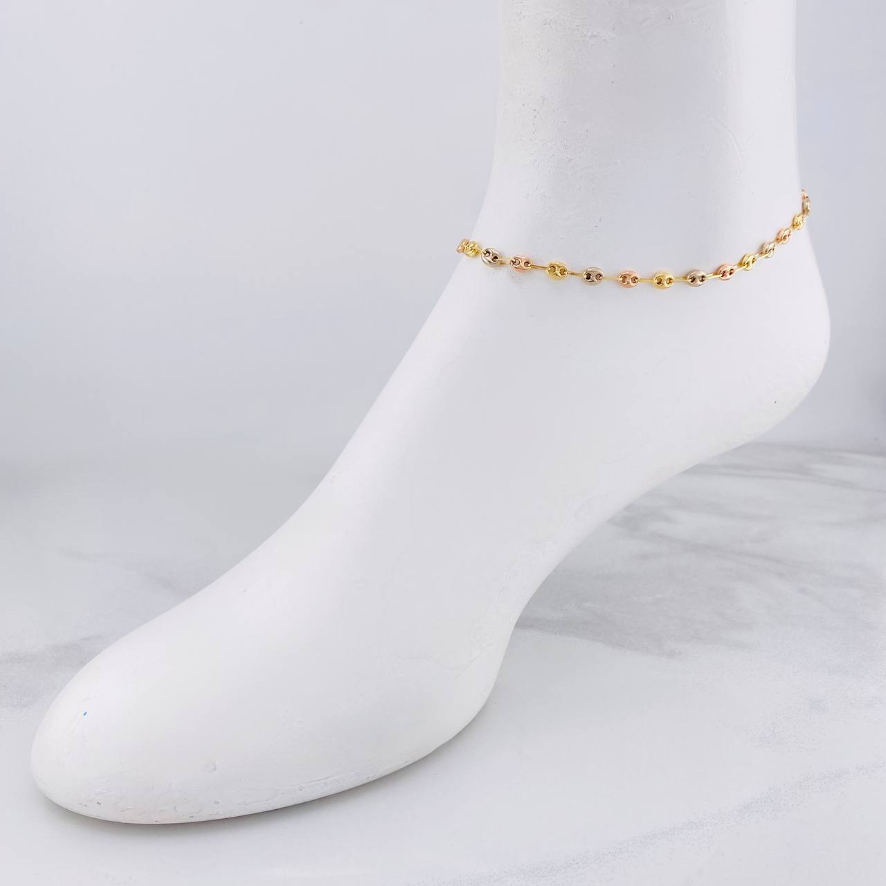 Anklet GC 3.4g / 10 in / 4.2mm Three Golds 18K
