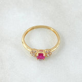 Solitaire Ring with Side Snowflakes 1.75gr / Size 6 1/4 / 18K Gold ©