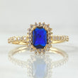 Rectangular Halo Solitaire Ring 2.7gr / Size 9 / 18K Gold