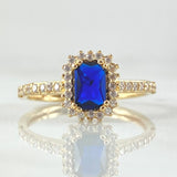 Rectangular Halo Solitaire Ring 2.7gr / Size 9 / 18K Gold