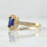 Rectangular Halo Solitaire Ring 2.7gr / Size 9 / 18K Gold
