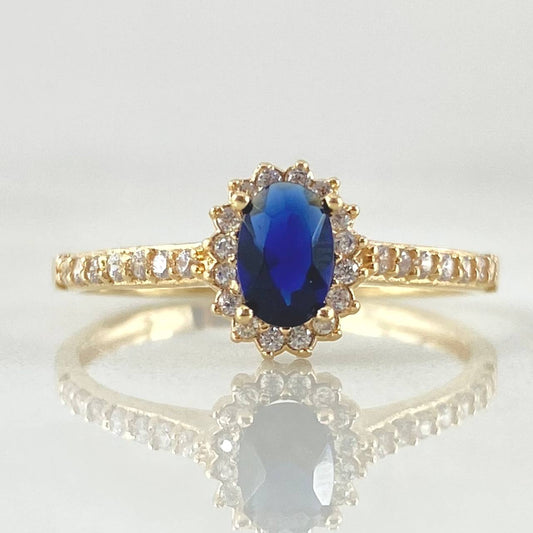 Anillo Solitario Halo Ovalo 2.3gr / T8 3/4 / Oro 18K ©