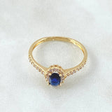 Oval Halo Solitaire Ring 2.3gr / Size 8 3/4 / 18K Gold ©