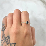 Oval Halo Solitaire Ring 2.3gr / Size 8 3/4 / 18K Gold ©