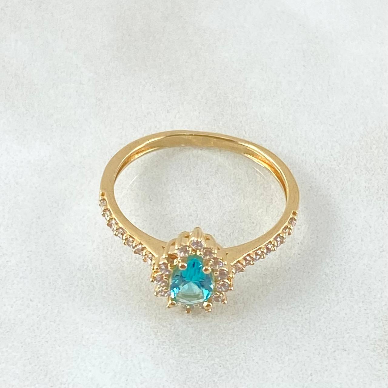 Solitaire Ring Halo Drop 2.45gr / Size 7 / 18K Gold ©