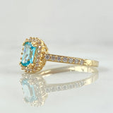 Solitaire Ring Halo Rectangular Drop 2.6gr / Size 6 / 18K Yellow Gold ©