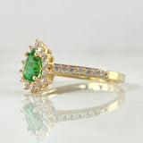 Solitaire Ring Halo Drop 2.3gr / Size 7 1/2 / 18K Gold ©