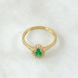Solitaire Ring Halo Drop 2.3gr / Size 6 1/4 / 18K Gold
