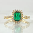 Anillo Solitario Halo Rectangular 2.55gr / T5 1/4 / Oro 18K