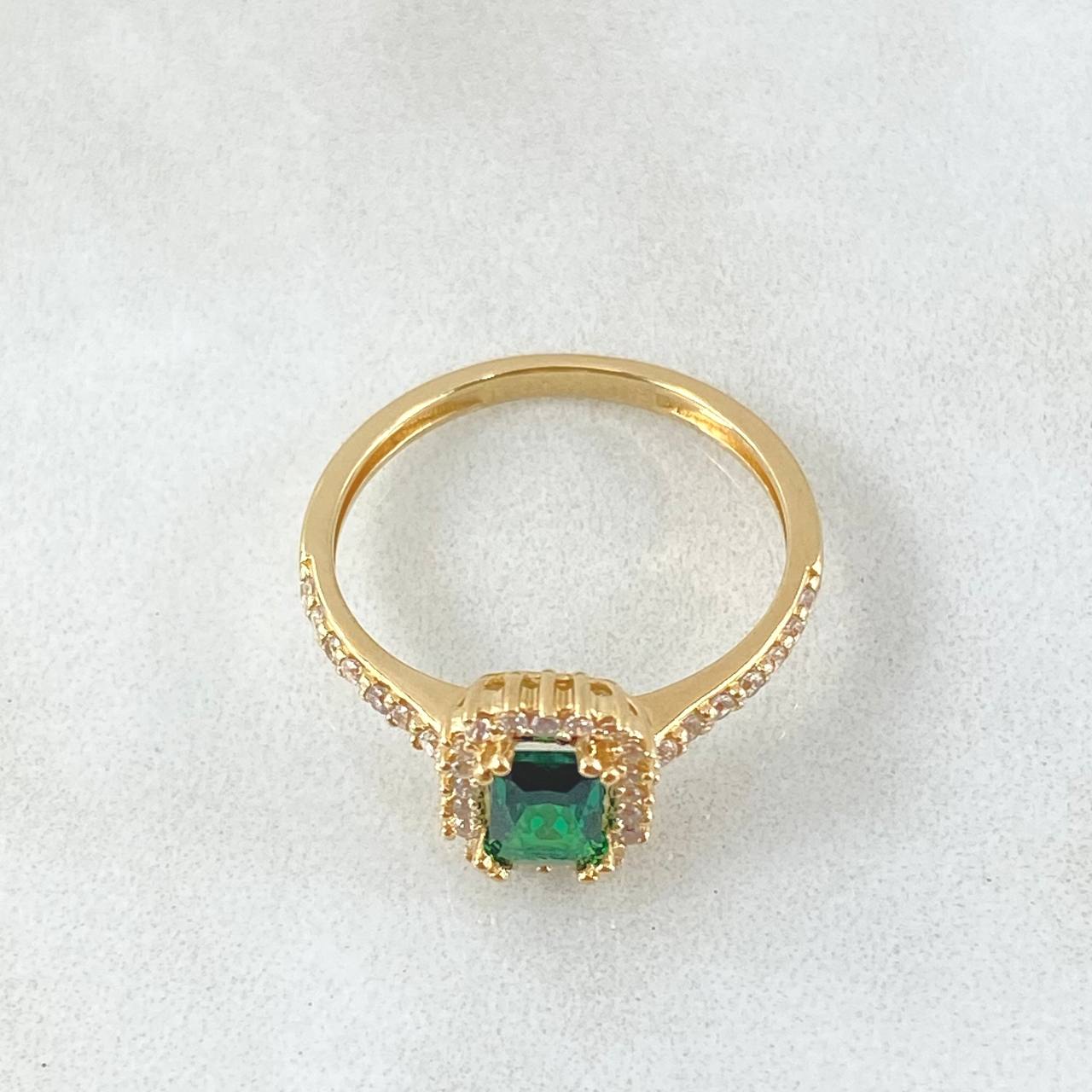 Anillo Solitario Halo Rectangular 2.55gr / T5 1/4 / Oro 18K