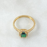 Rectangular Halo Solitaire Ring 2.5gr / Size 6 1/4 / 18K Gold ©