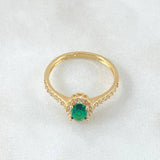 Oval Halo Solitaire Ring 2.3gr / Size 7 1/4 / 18K Gold ©