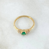 Solitaire Ring with Side Snowflakes 1.65gr / Size 5 1/2 / 18K Gold