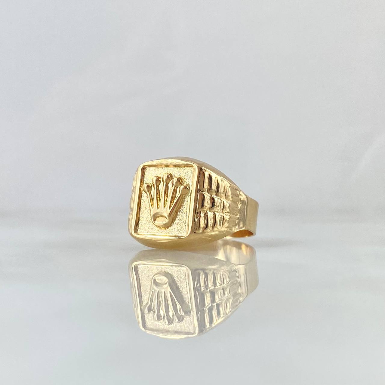 Anillo Sello Rectangulo Corona RX 3.05gr / T7 1/2 / Texturizado Oro Amarillo 18K ©