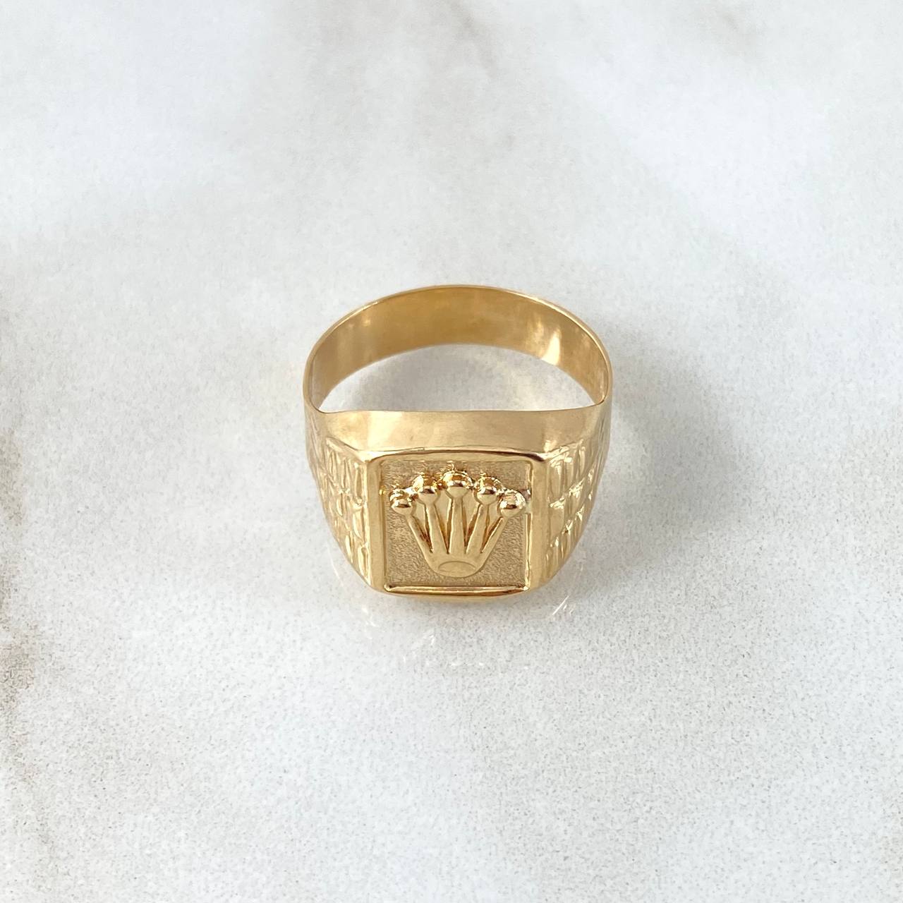 Anillo  Sello Corona Rectángulo RX 3.75gr / T12 / Oro Amarillo 18K *