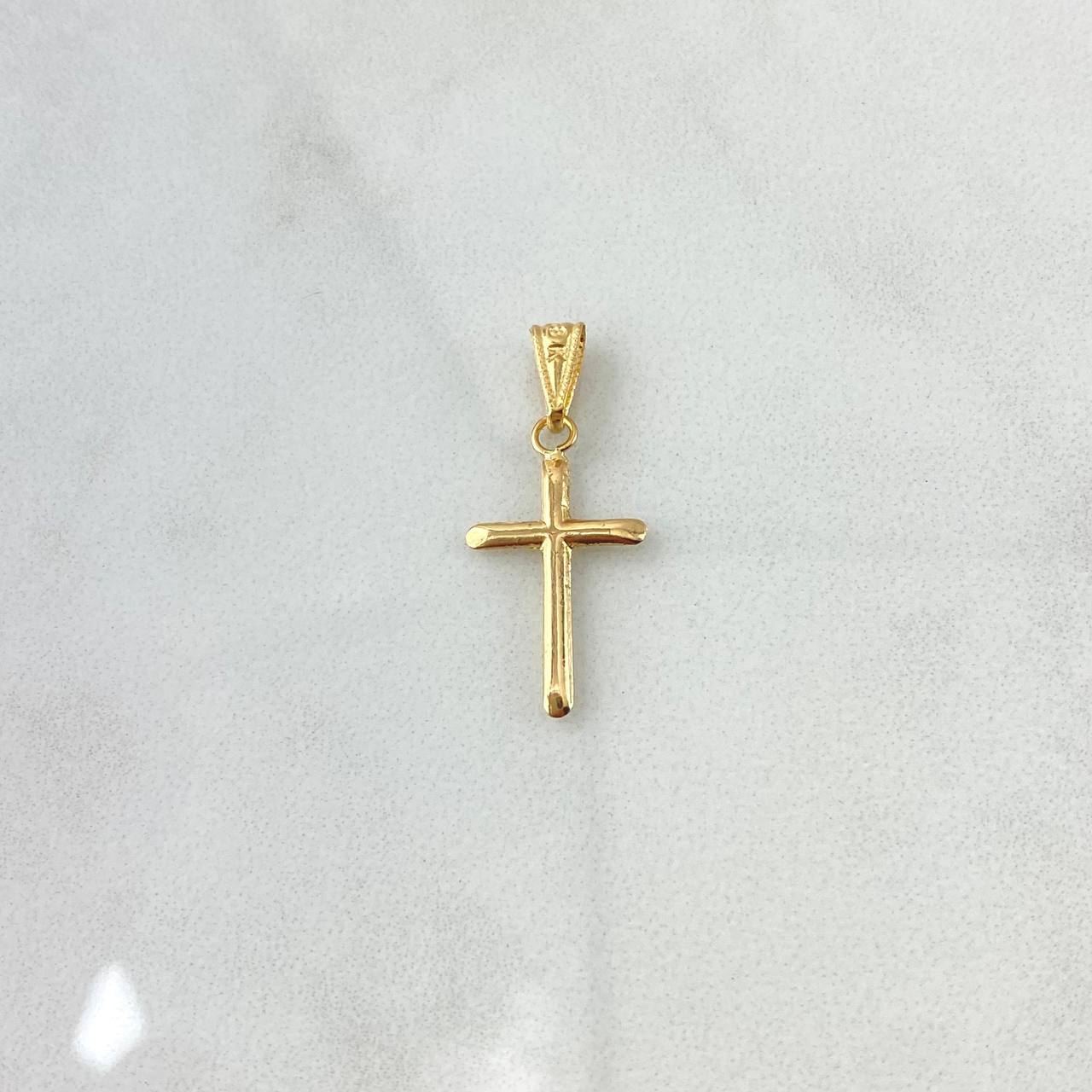 Pendant Flat Tips Cross 0.55gr / 2.7cm / Yellow Gold 18K Edged Charger ©