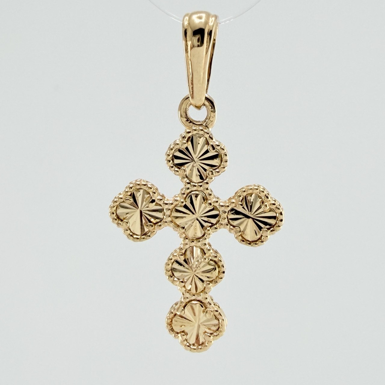 Clover Cross Pendant 2.4gr / 1 1/4 in / Yellow Gold Nac. Esp 18K &
